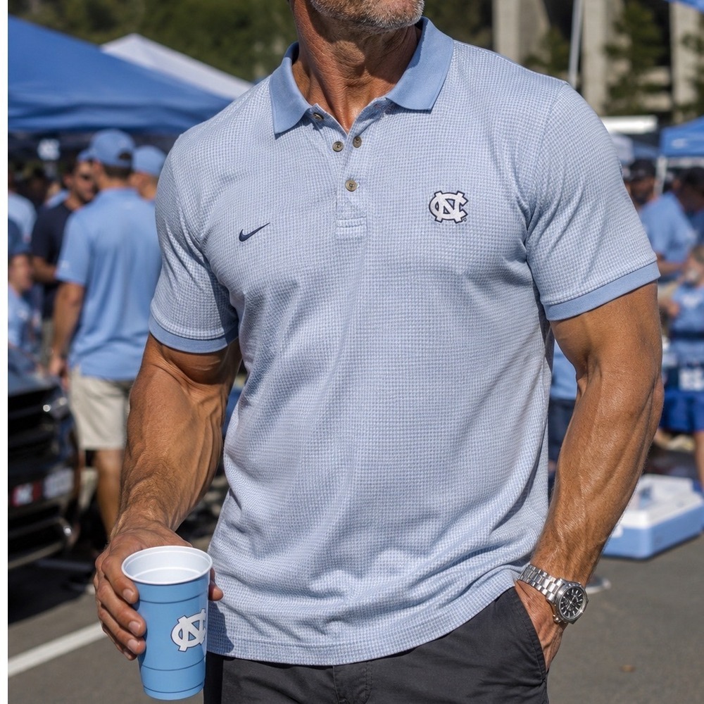 Vtg 90s Y2K Nike Team UNC North Carolina Tar Heels Mens Polo Shirt Mens XXL Blue